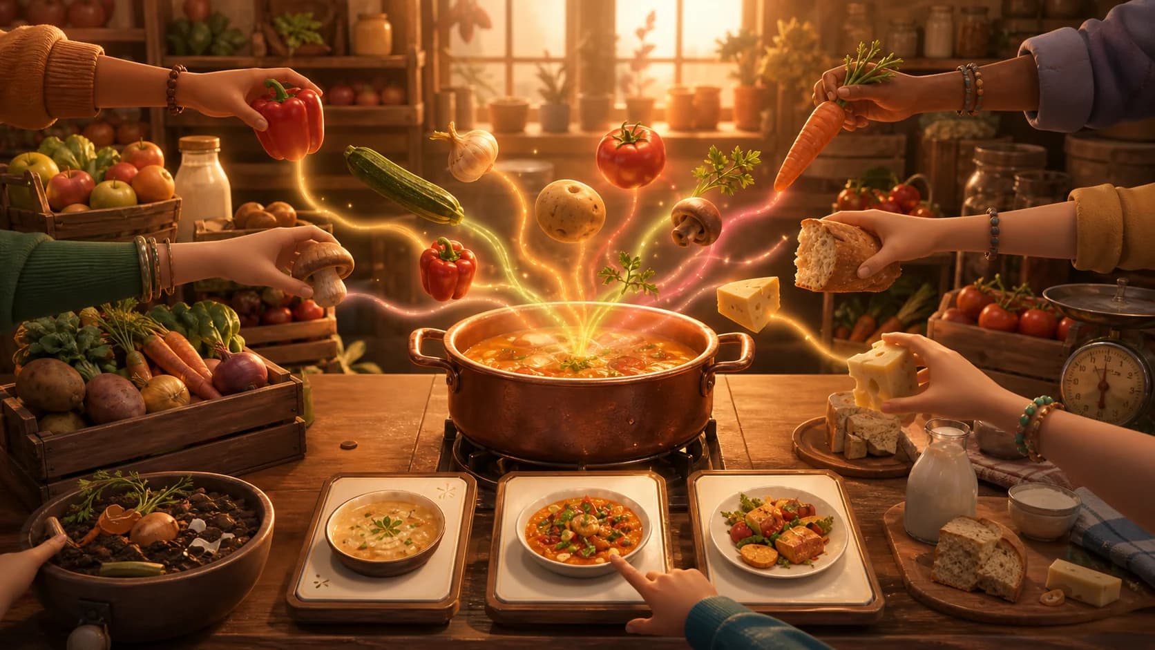 Jeu Compagnon coopératif de cuisine et de lutte contre le gaspillage alimentaire