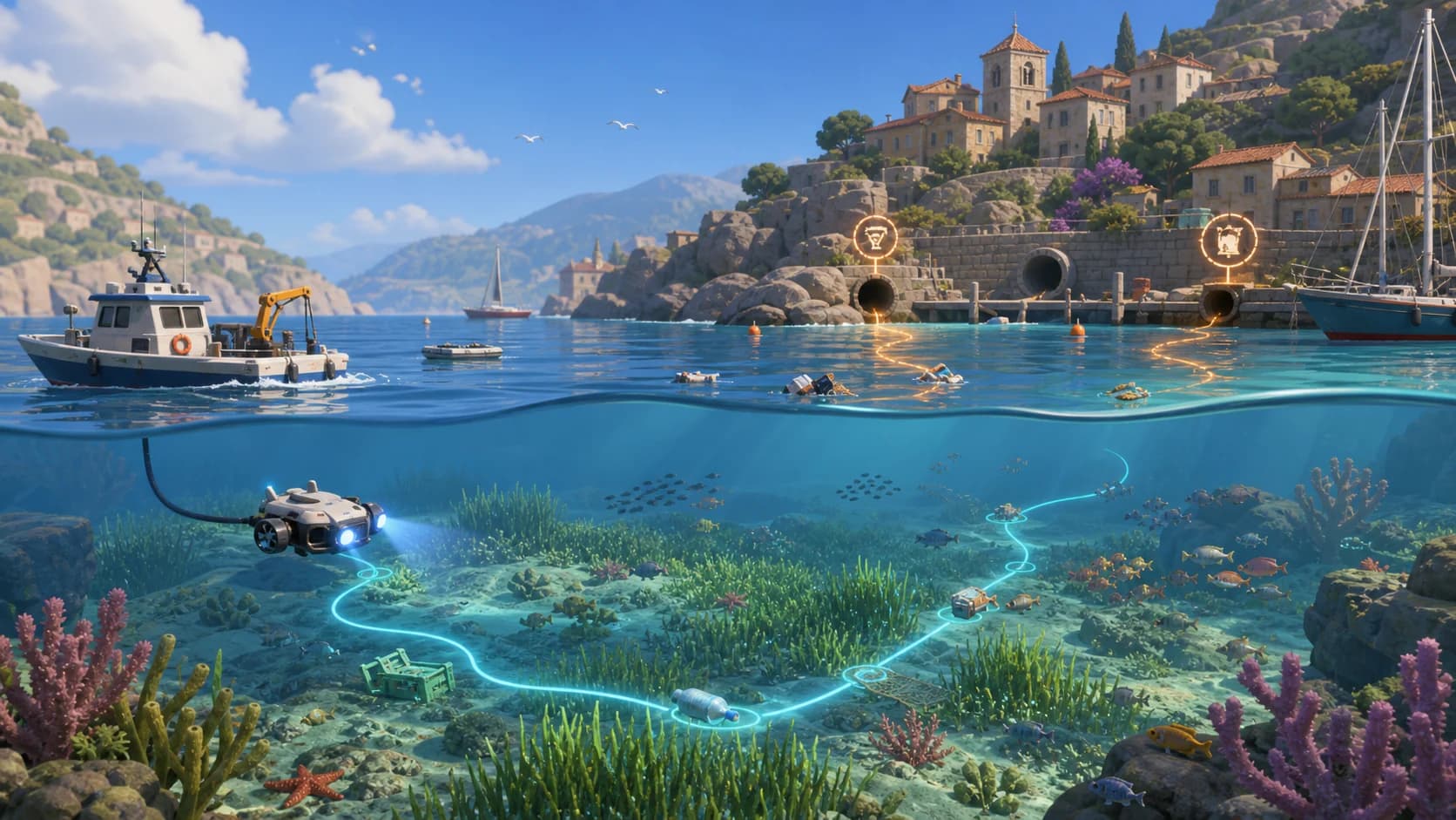 Jeu Compagnon d’exploration sous-marine et de recherche des sources de pollution